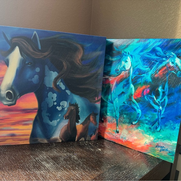 Other - 2 Vibrant Horse Art Canvas Set